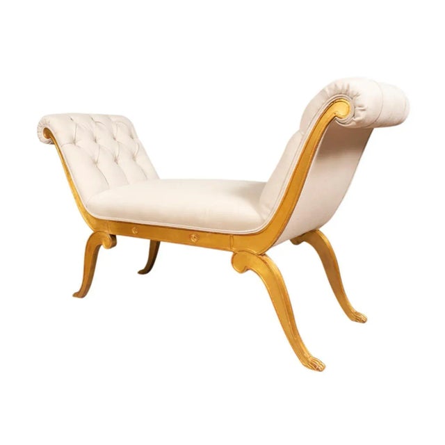 Neoclassic Style Giltwood And Upholstered Bench For Sale - Image 11 of 12