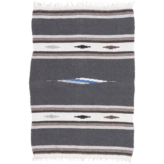 Late 20th Century Vintage Mexican Serape Blanket Kilim Rug, 04'05 X 06'04 For Sale - Image 10 of 10