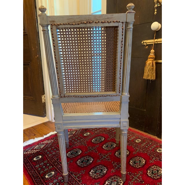 French Neoclassical Distressed Painted and Cane Chairs - a Pair For Sale In Philadelphia - Image 6 of 11