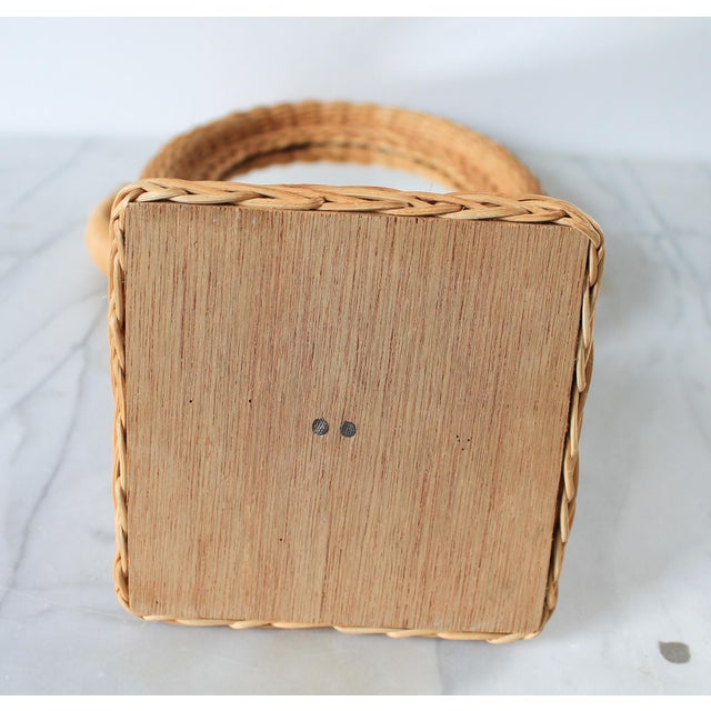 Vintage Wicker Rattan Oval Vanity Mirror For Sale - Image 9 of 9