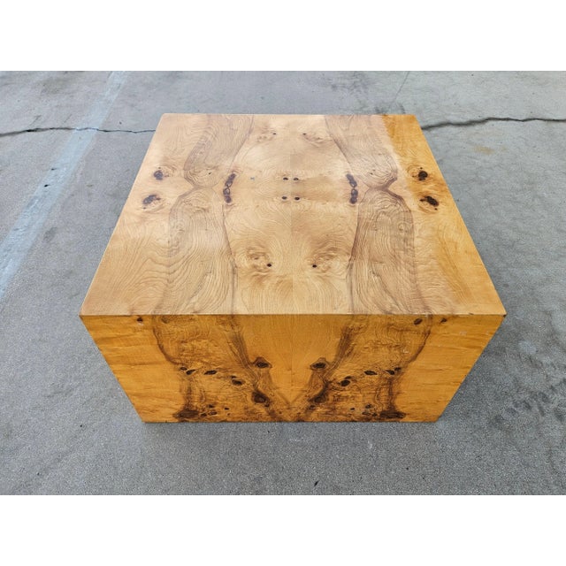 1970s Milo Baughman Style Burl Wood Coffee Table Vintage For Sale In Los Angeles - Image 6 of 11
