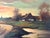 English Vintage Signed European Countryside Sunset Landscape Oil Painting in Wood Frame For Sale - Image 3 of 15