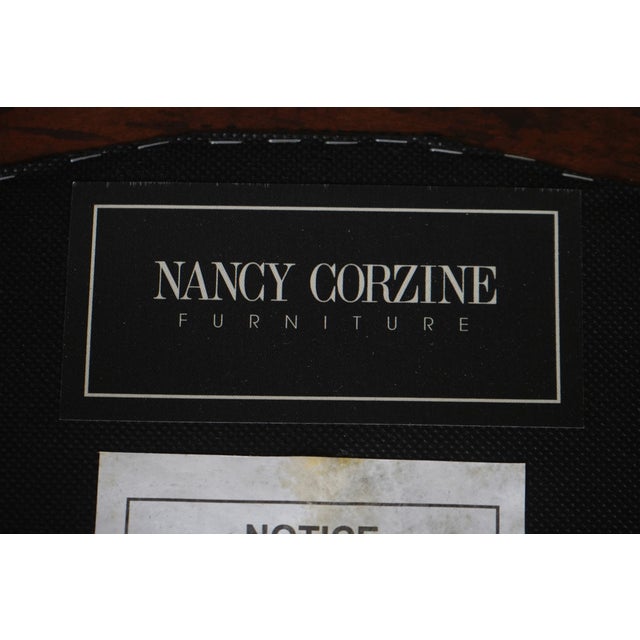 Set of 8 American Made Vintage Louis XVI Round-Back Dining Chairs With Pastel Blue and Gold Fabric by Nancy Corzine Furniture For Sale - Image 12 of 13