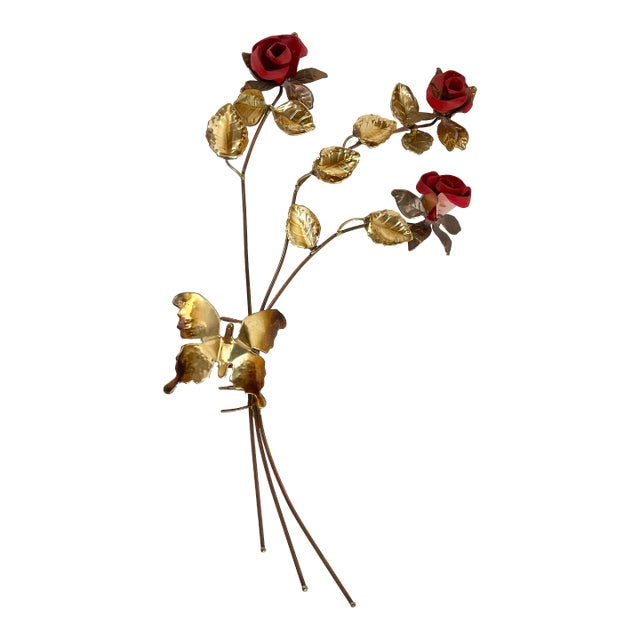 Vintage Metal Brutalist Rose Wall Art For Sale