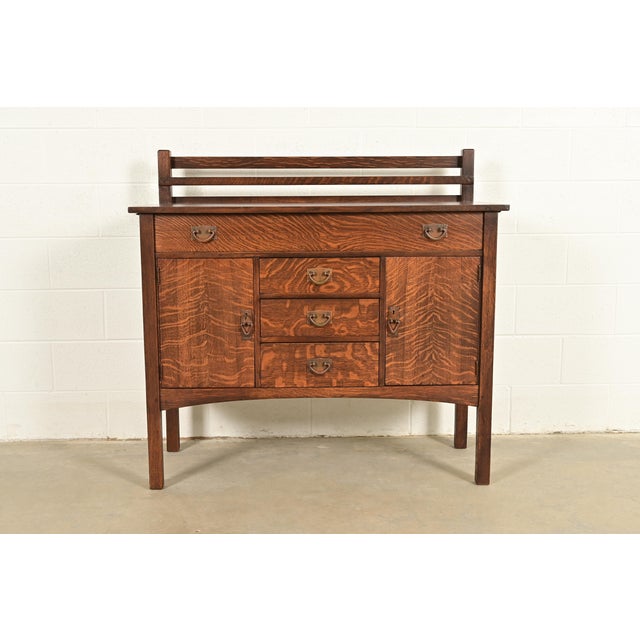 Gustav Stickley Antique Mission Oak Arts & Crafts Sideboard, Newly Refinished For Sale - Image 15 of 15