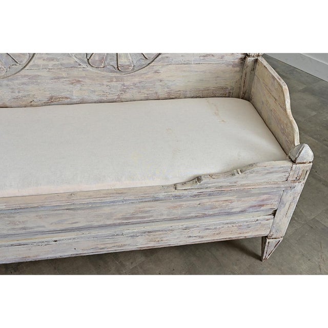 Late 18th Century Swedish Gustavian 18th Century Painted Pine Settee with Storage For Sale - Image 5 of 15