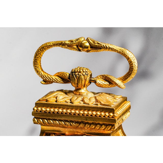 Amazing Antique French Gold Ormolu Bronze Mantel Clock Mougin Dutertre Paris Louis XVI Neoclassical Style Home Decor For Sale - Image 4 of 16