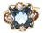 Mid-Century 10k Yellow Gold Synthetic Blue Spinel Birthstone Ring, Size 6.75 For Sale