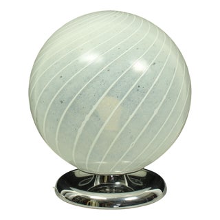 Mid-Century Swirl Murano Table Ball Lamp with Chrome Base, 1970s For Sale