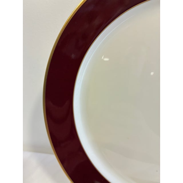 Art Deco Vintage Pickard Ensemble Burgundy Gold-Trim Dinner Plates, Set of 4 For Sale - Image 3 of 12