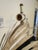 Hollywood Regency 1990s Fabulous Vintage Original Pair of Michael Taylor Metal Palm Leaf Lamps With Metal Shades Travertine Base For Sale - Image 3 of 12