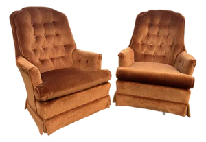 Pair of Vintage 1970s Swivel Rocker Chairs - Bronze Tufted Velvet (Kroehler/Middletown)