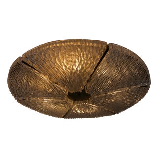 Large Art Deco Metal and Glass Flush Mount, Germany, 1940s For Sale