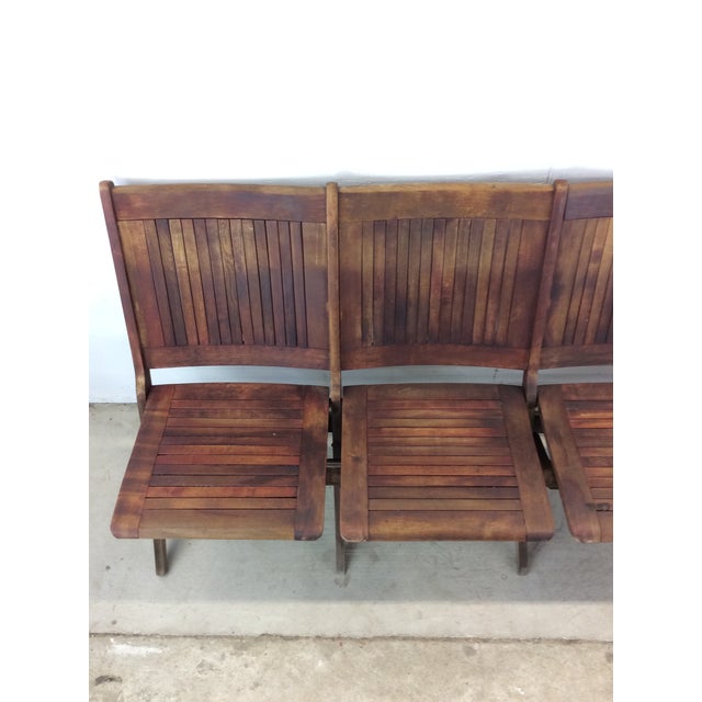 Antique Set of Four Folding Theater Seats For Sale - Image 4 of 12