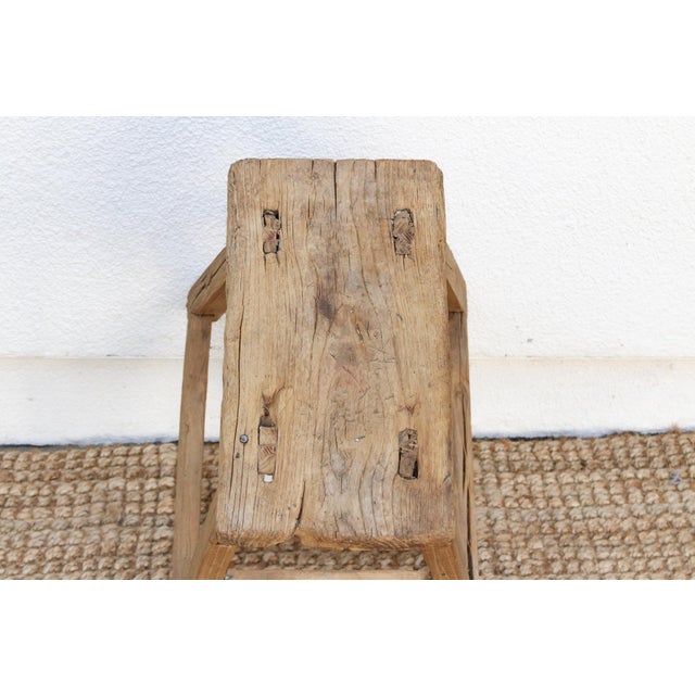 Wood Antique Charming Country Stool For Sale - Image 7 of 8