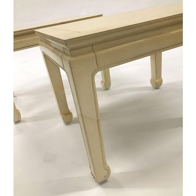 1970s Henredon Asian Inspired Faux Goatskin Tables — a Pair For Sale - Image 5 of 12