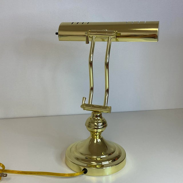 1970s Mid-Century Adjustable Brass Piano Desk Lamp For Sale - Image 4 of 7