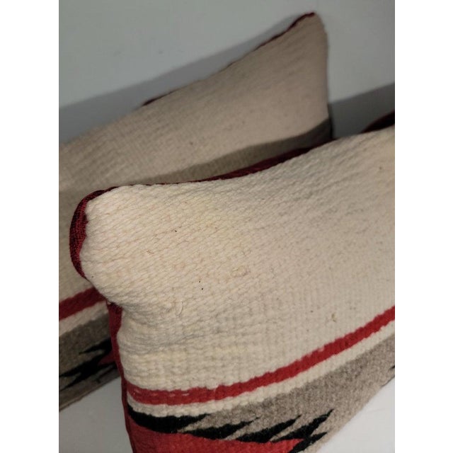 Mid 20th Century Mid 20th Century Hand Woven Bolster Pillows Red Backing - A Pair For Sale - Image 5 of 6