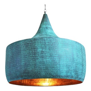 Copper Hammered Hat Pendant Light XL For Sale