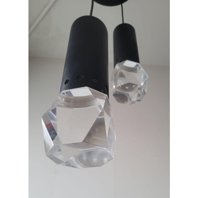 Black Pendant Lamp in Glass and Metal with Faceted Diffuser from Stilnovo, Italy, 1960s For Sale - Image 8 of 14