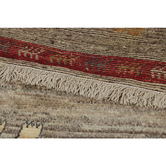 Textile Vintage Gabbeh Persian Rug, Beige and Red Tribal Animal Pictorial - Rug & Kilim For Sale - Image 7 of 7