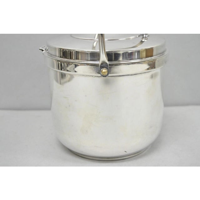 Metal Mid 20th Century Gorham Yc141 Mid Century Modern Silver Plated Reticulating Hinge Ice Bucket For Sale - Image 7 of 16