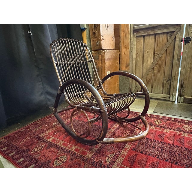 Rattan Rocking Chair by Rohé Noordwolde, 1960s For Sale - Image 10 of 10