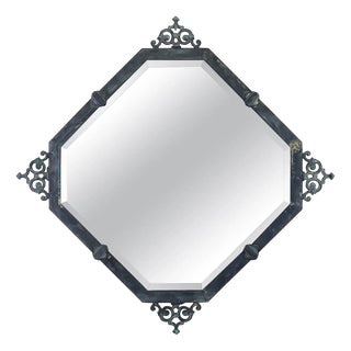 Antique Brass Renaissance Style Bevel Edged Wall Mirror, 1910 For Sale