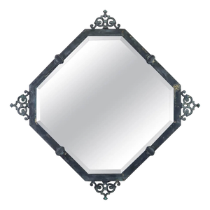 Antique Brass Renaissance Style Bevel Edged Wall Mirror, 1910