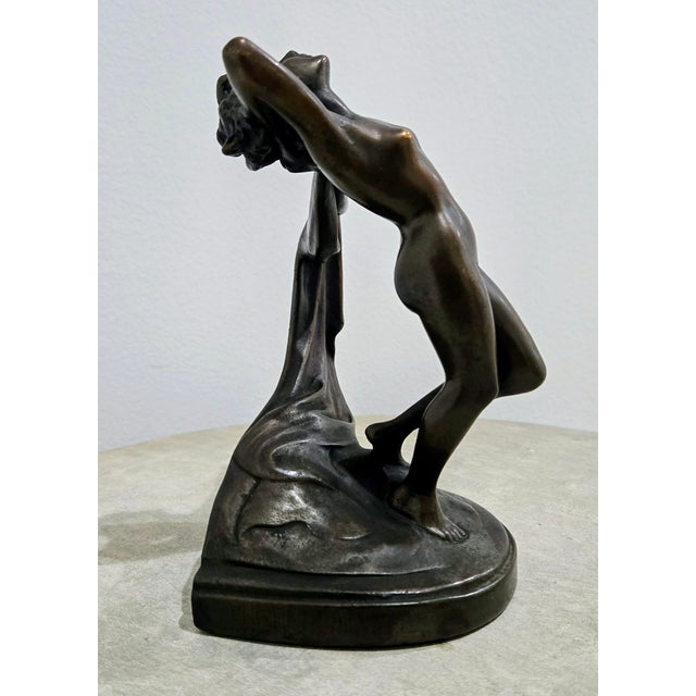 Art Deco Art Deco Gotham Galvano Bronze Nude With Flowing Drape For Sale - Image 3 of 9
