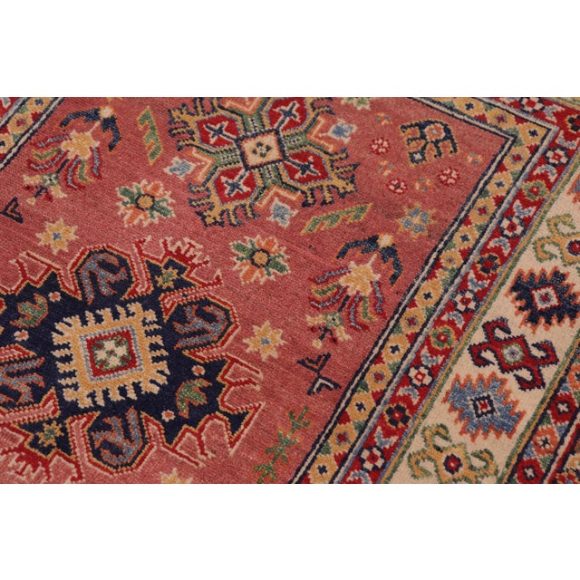 Bohemian Kazak Pink/Beige Wool Rug - 3'4''x4'10'' For Sale In New York - Image 6 of 10