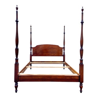 Vintage Kindel Full Size Carved Four Poster Rice Bed For Sale
