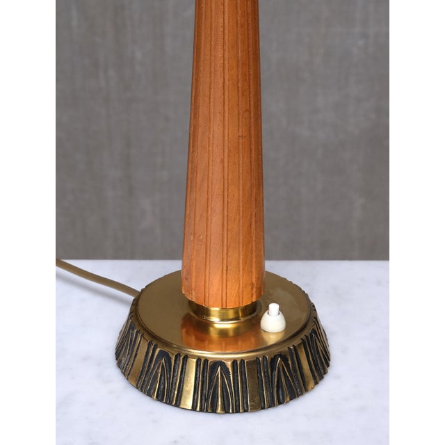 1950s Model E1141 Table Lamps in Oak and Brass by Bo Råman for Asea, Sweden, 1950s, Set of 2 For Sale - Image 5 of 13