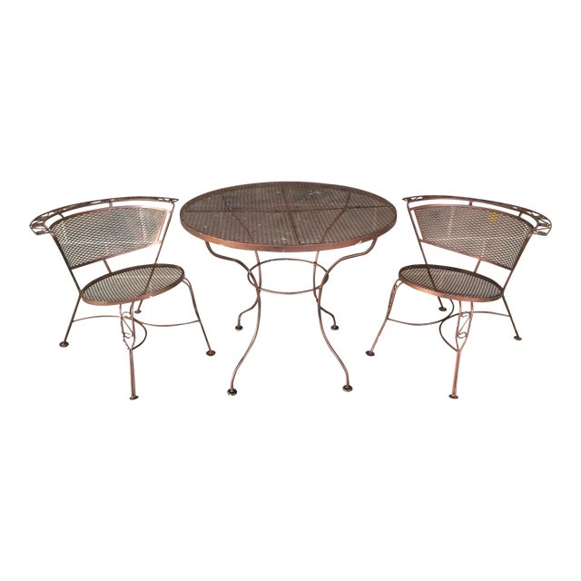 Vintage Wrought Iron Bistro Chairs & Table Set of 3 Chairish