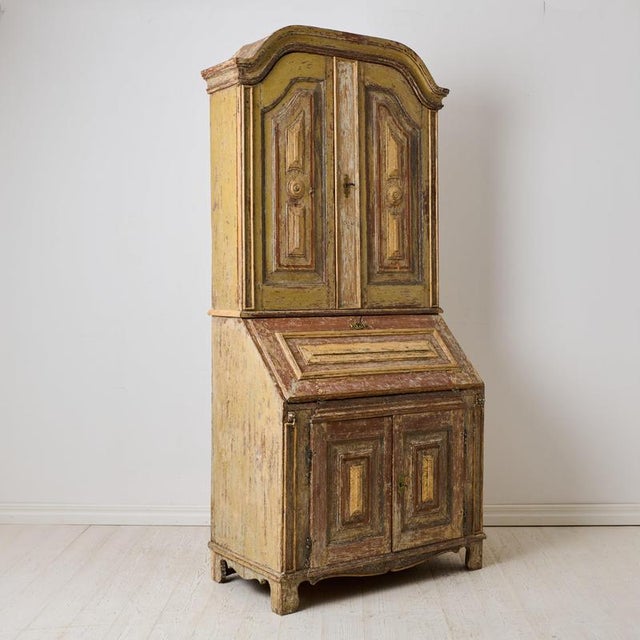 19th Century Antique Folk Art Rustic Swedish Writing Cabinet, 1820 For Sale - Image 5 of 13