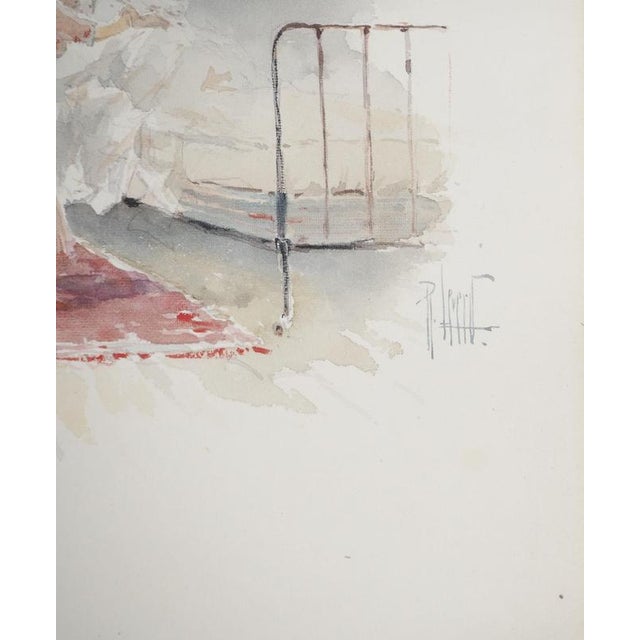 René Leverd, Woman in Pink, Watercolor For Sale - Image 3 of 6