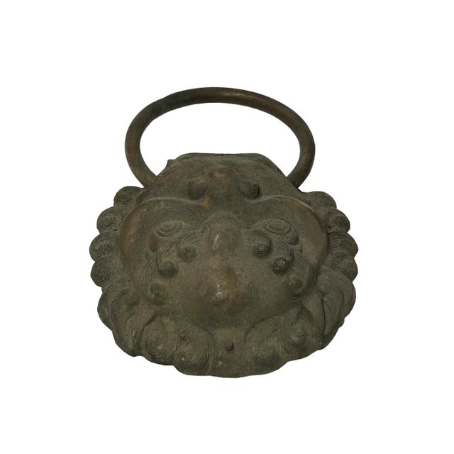 1960s Vintage Iron Black Color Lion Head Shape Pull Handle Display For Sale - Image 5 of 6