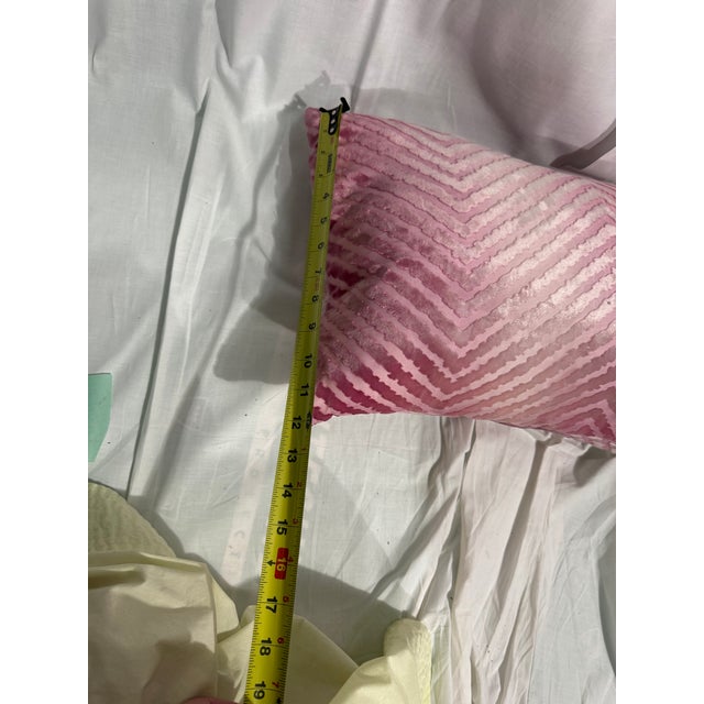 Blush Velvet Chevron Pillow For Sale - Image 4 of 4