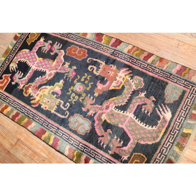 Early 20th Century Early 20th Century Colorful Dragon Tibetan Rug For Sale - Image 5 of 6