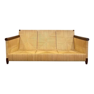 Late 20th Century Vintage Reed and Mahogany Sofa by John Hutton for Donghia For Sale