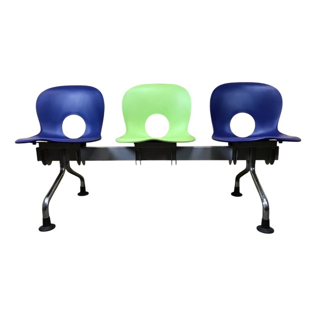 Chrome Olivia 3 Seater Bench by Raul Barbieri for Rexite, Italy, 1970s For Sale