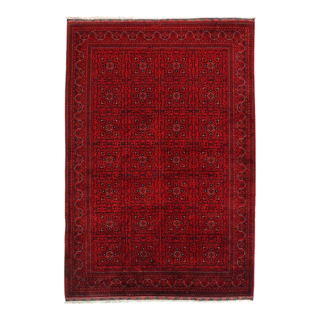 Pasargad DC Afghan Bashir Red Hand Knotted Rug For Sale
