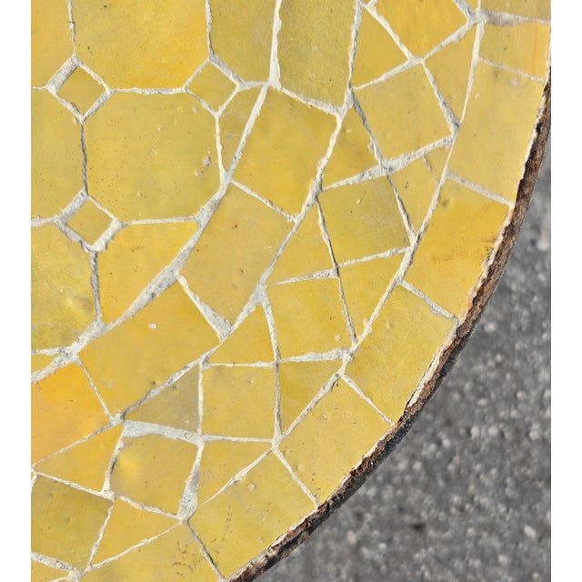 16" Mini Moroccan Mosaic Accent Table – Yellow Tile Top For Sale - Image 4 of 6