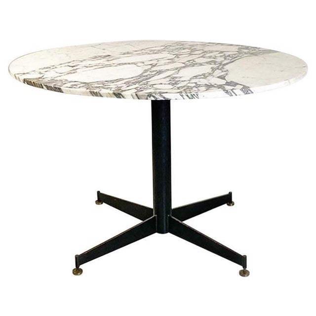 Mid-Century Modern Italian Round Marble, Metal and Brass Dining Table, 1950s For Sale - Image 12 of 12