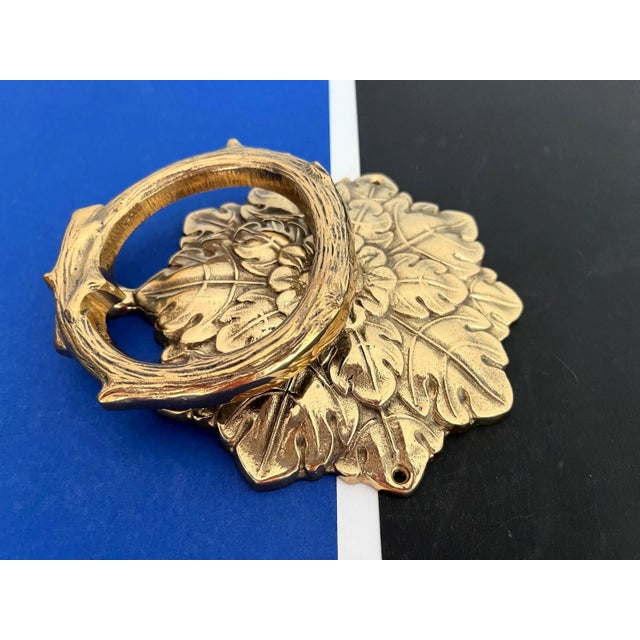 Mid Century Brass Faux Bois Wreath Door Knocker For Sale - Image 9 of 18