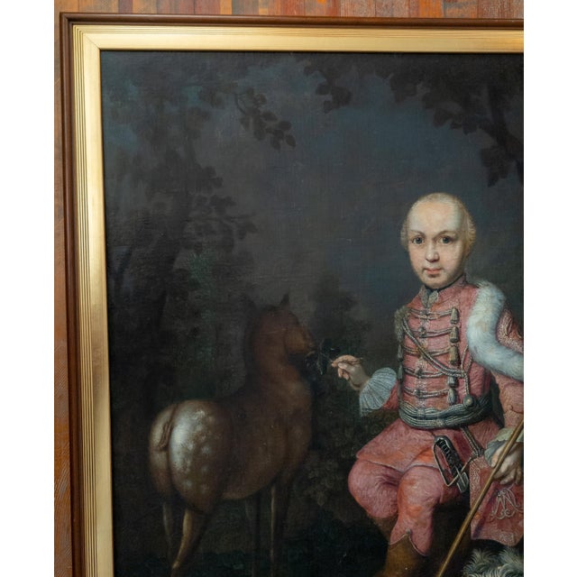Rococo 18th Century European German or Austrian School Portrait of a Noble Boy With Deer For Sale - Image 3 of 16