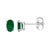 14K White Gold 5x3 MM Oval Green Emerald Solitaire Stud Earrings, A Pair For Sale - Image 4 of 5