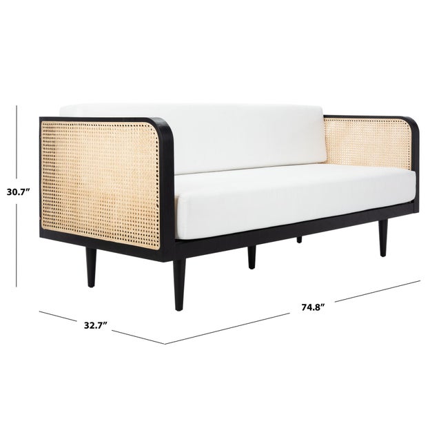 Contemporary Helena French Cane Daybed - Black / Natural For Sale - Image 3 of 8