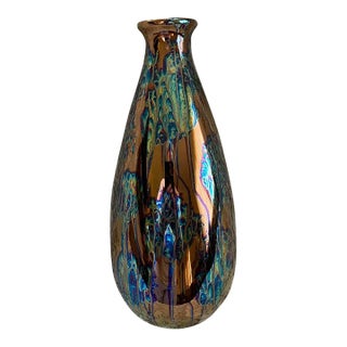 Metallic Glazed Porcelain Bud Vase For Sale