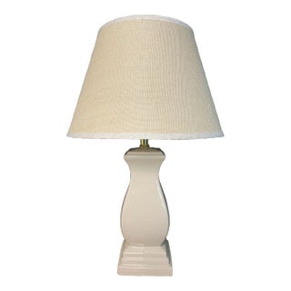 Vintage Table Lamp in Cream Crackle Glaze For Sale